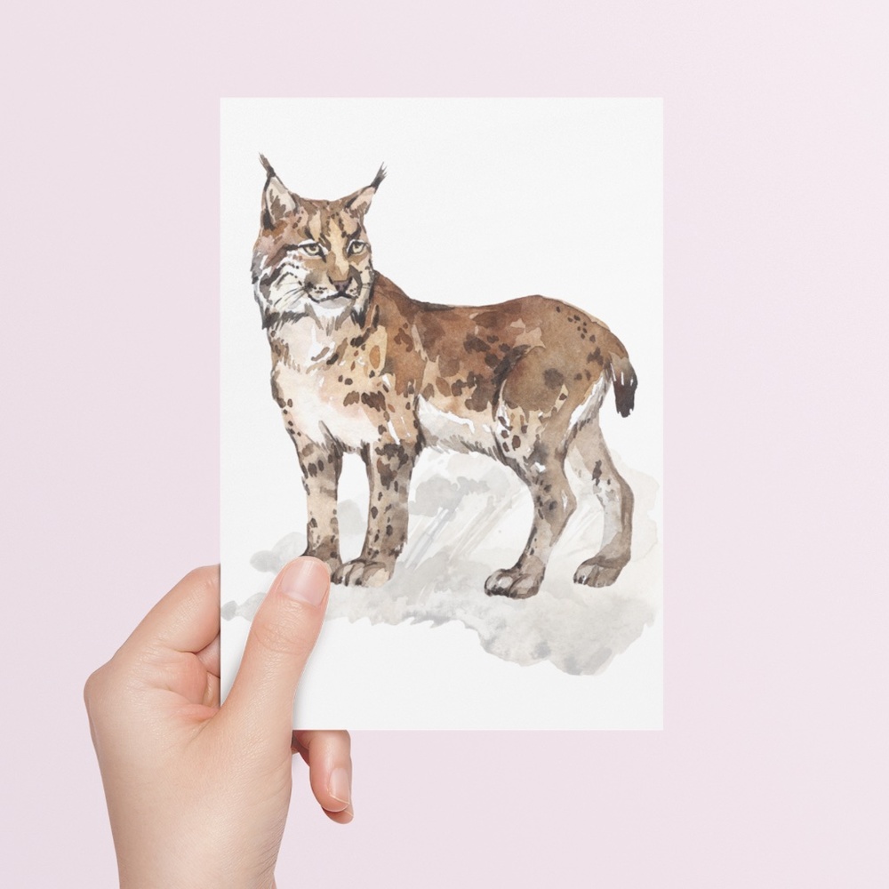 Wall Art Watercolor Lynx Bobcat Illustration Print Poster Unframed - Picture 12 of 17